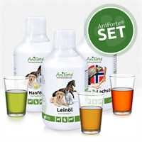 AniForte® Barf-Öl Set 3 mit je 500ml Lachsöl, Leinöl und Hanföl